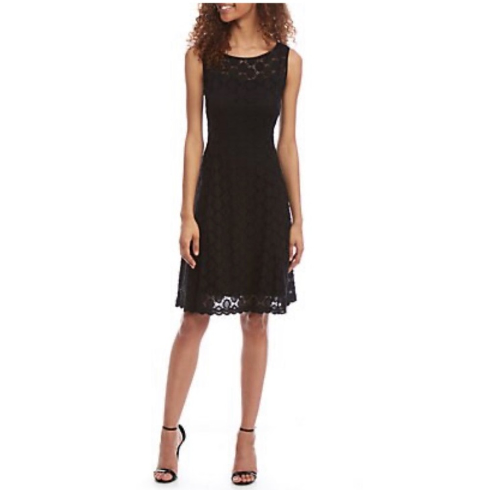 Like New Ronni Nicole Black Sleeveless Lace Dress Size 12